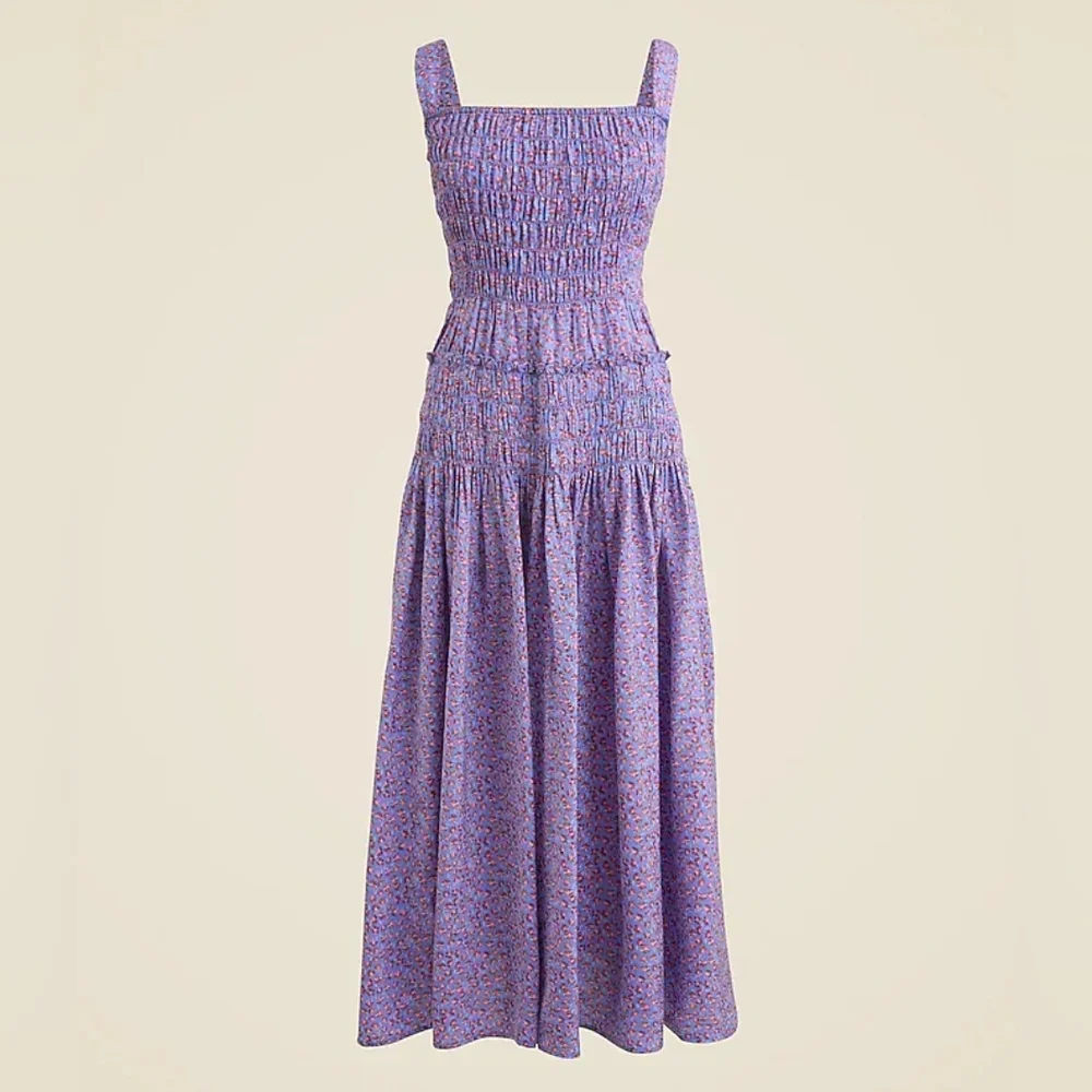 Jcrew Smocked midi dress in summer fields print Floral Purple Bnwt - Picture 13 of 13